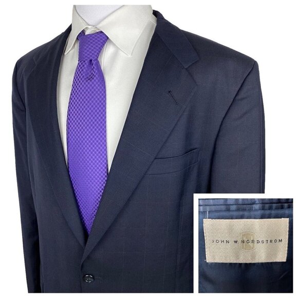 Reda Super 120s Sport Coat Navy Blue Windowpane - Picture 1 of 16